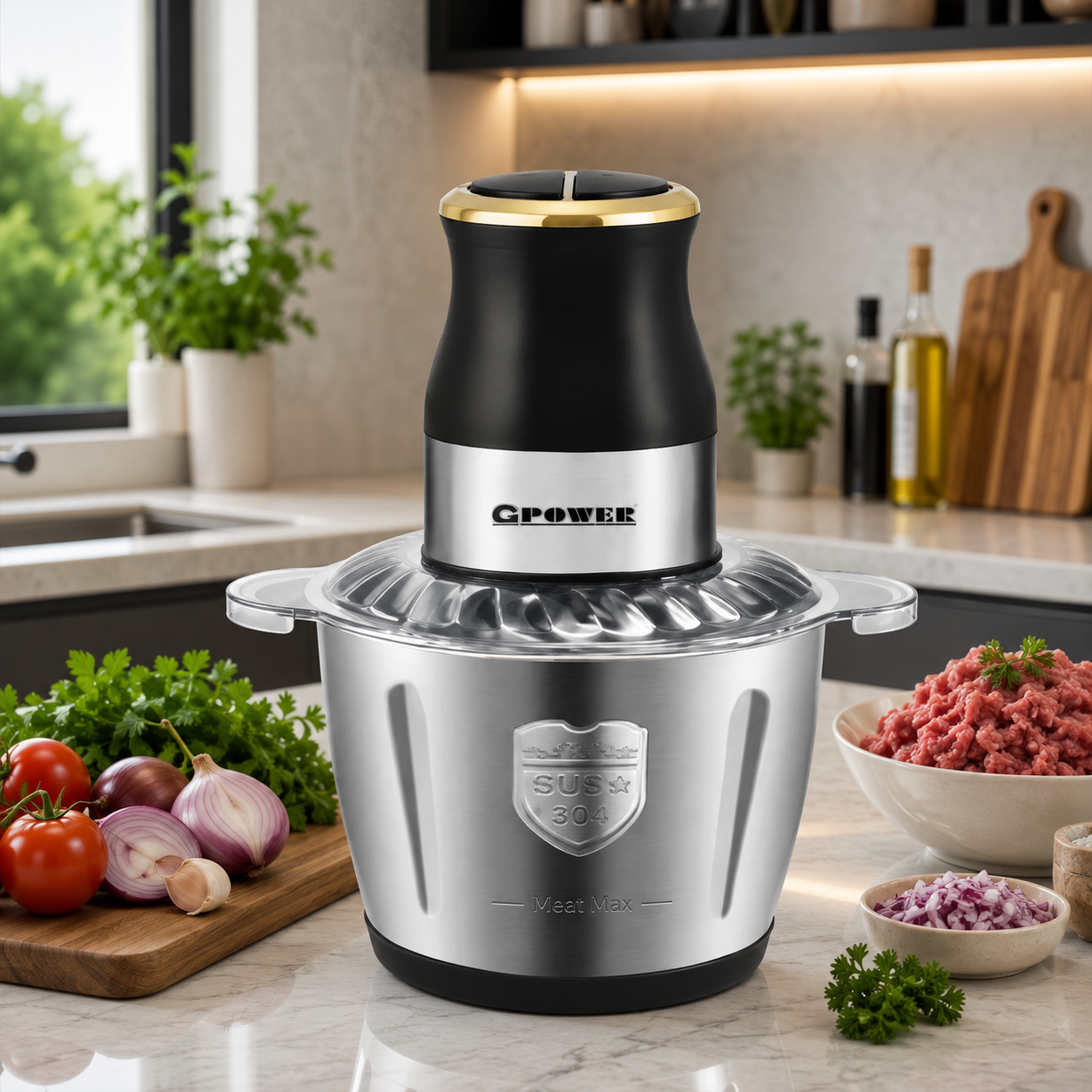 GPower Food Chopper GP-5710 – 4L 1000W Electric Meat & Vegetable Processor