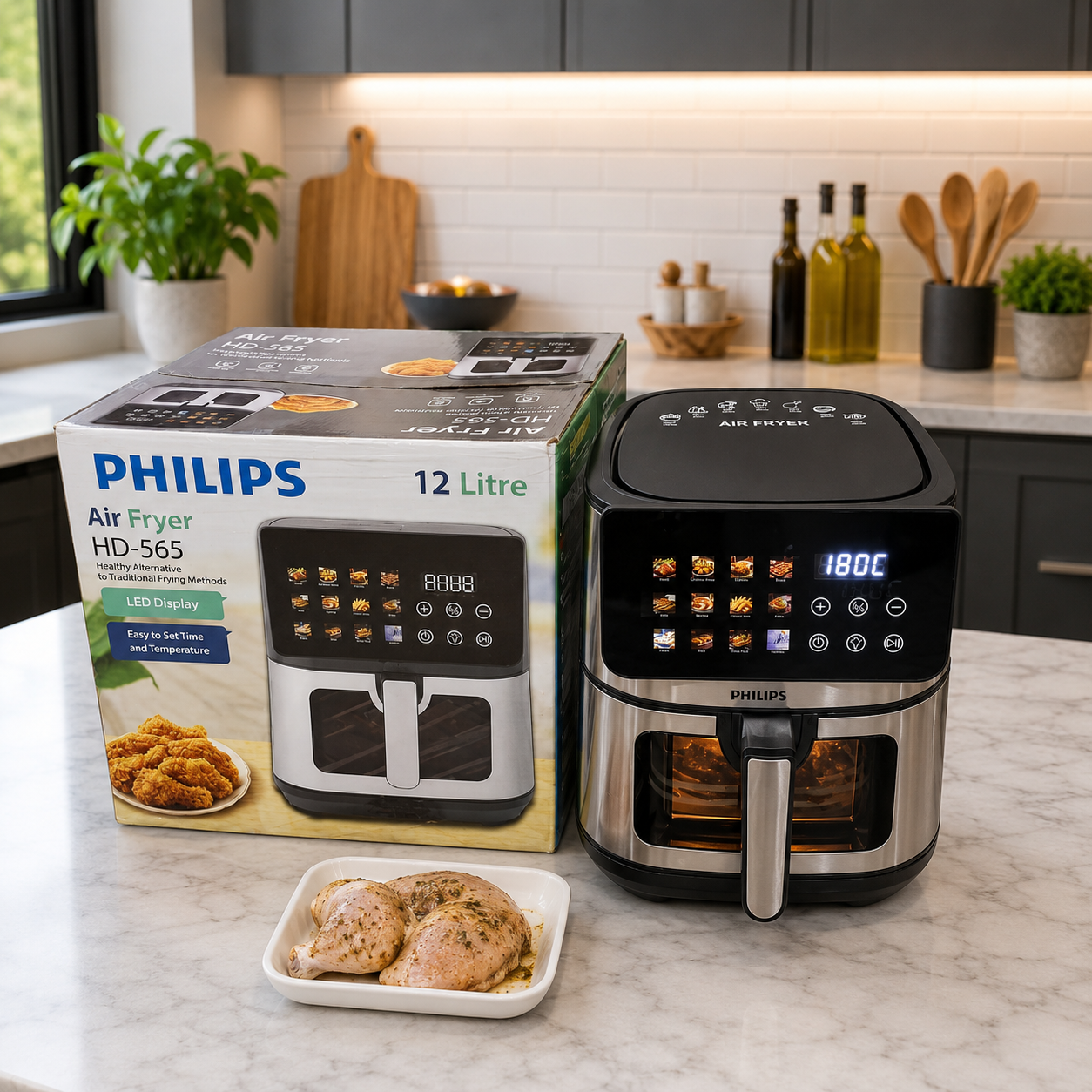 Philips Air Fryer 12L | Digital Display & Transparent Window | Large Capacity Air Fryer