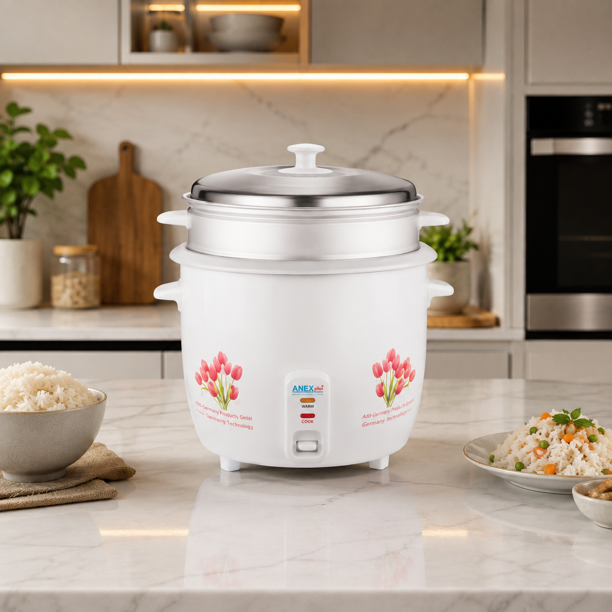 Anex Plus 1000W Rice Cooker 8 Liter – Large Capacity Kitchen Cooker