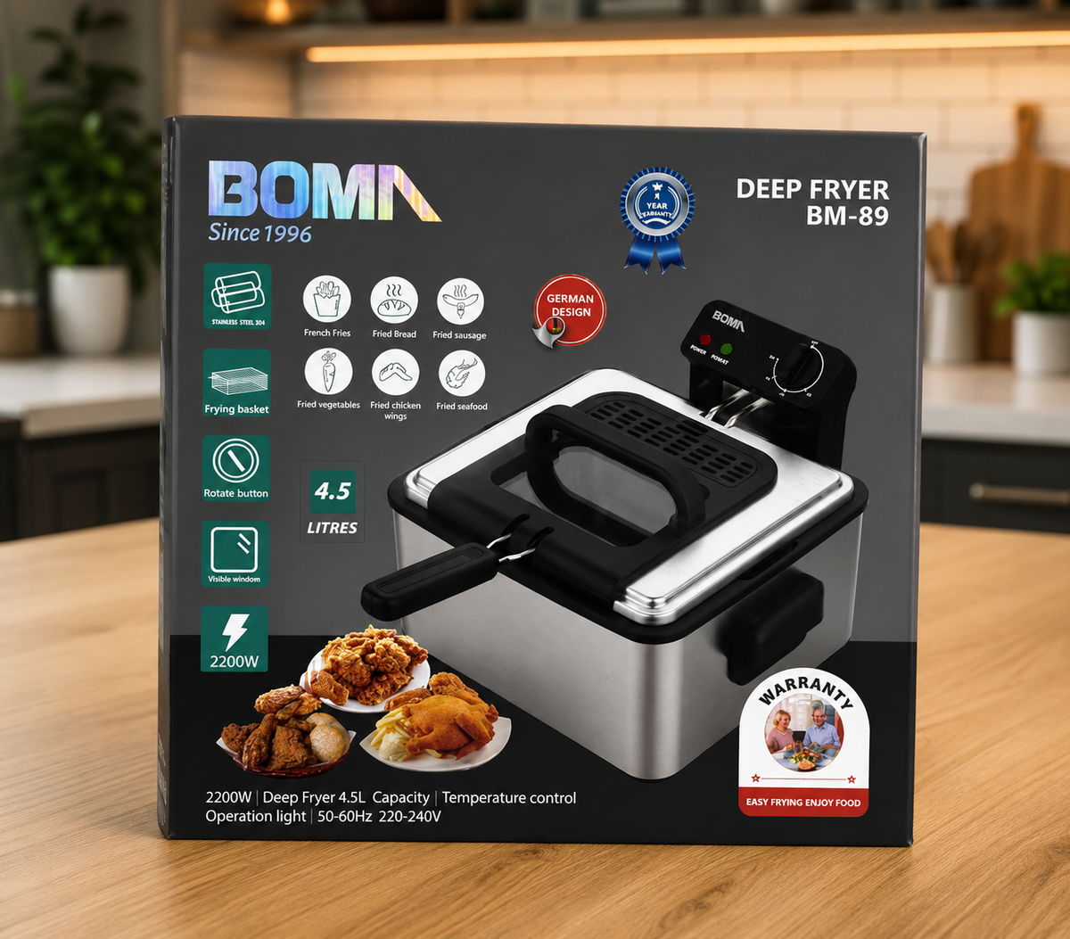 Boma BM-89 Deep Fryer 6L 2200W | Electric Deep Fryer for Home & Commercial