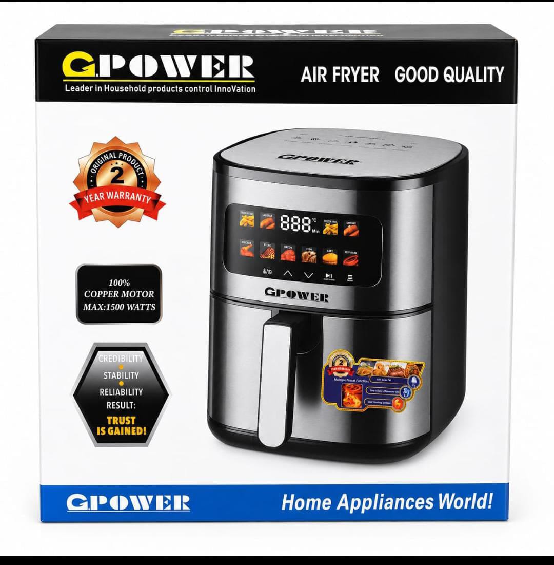 GPower Multifunctional 8 Liter Air Fryer 1500W – Fry, Bake, Grill & Roast
