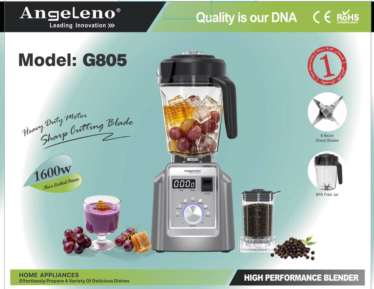 Angeleno G805 Commercial Blender & Grinder 1600W 3L Digital Display