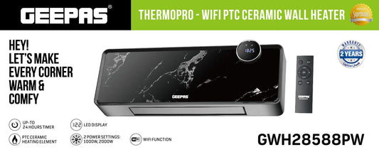 Geepas Thermopro - Wifi PTC Ceramic Wall Heater GWH28588PW