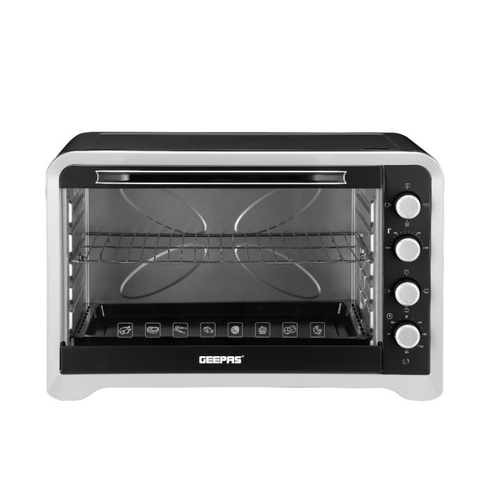 Geepas GO4406  100L Electric Oven - 2800W Electric Oven With Rotisserie And Convection Functions | Grill Function, 60 Minute Timer & Inside Lamp | 5 Control Knobs | 2 Years Warranty