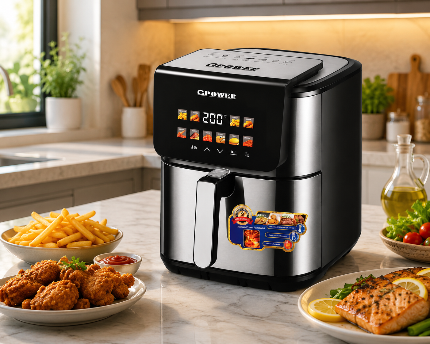 GPower Multifunctional Air Fryer 11 Liter 1800W – Digital Hot Air Fryer