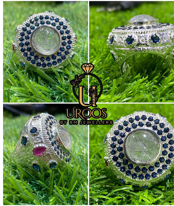 Rutile Quarts(muh.e.najaf) Umbrella Gents Ring
