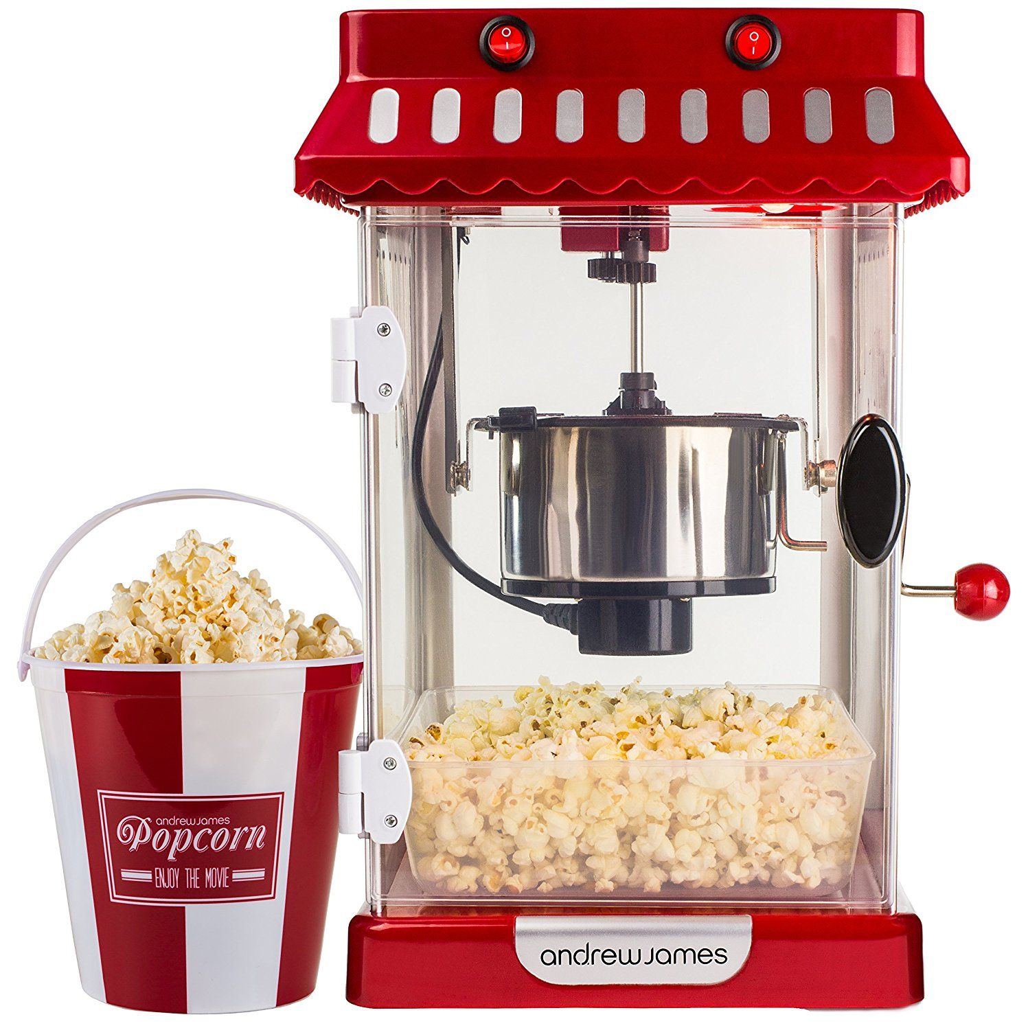 Imported Classic Carnival Tabletop Kettle Popcorn Popper Machine, Retro-Style