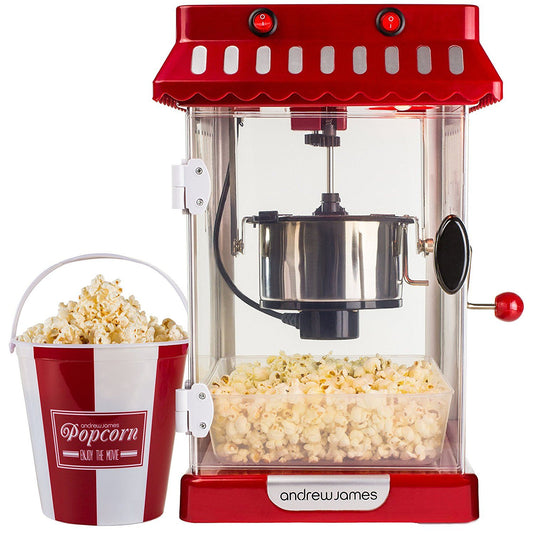 Imported Classic Carnival Tabletop Kettle Popcorn Popper Machine, Retro-Style