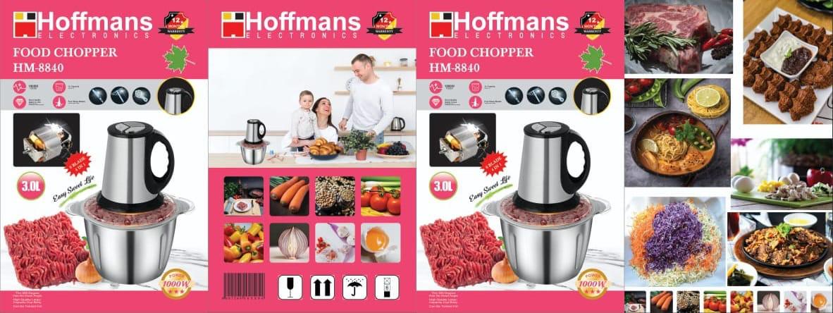 Hoffmans Multi Functions Food Chopper 3L Steel Bowl 6 Blades - 1000W - HM8840