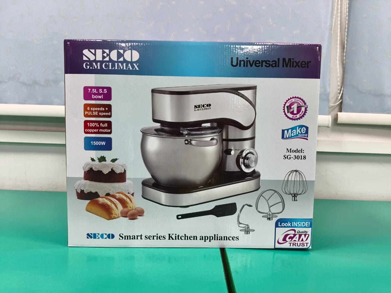 Seco 7.5 Liter Stand Mixer 1500W | Dough Maker | Kneading Machine