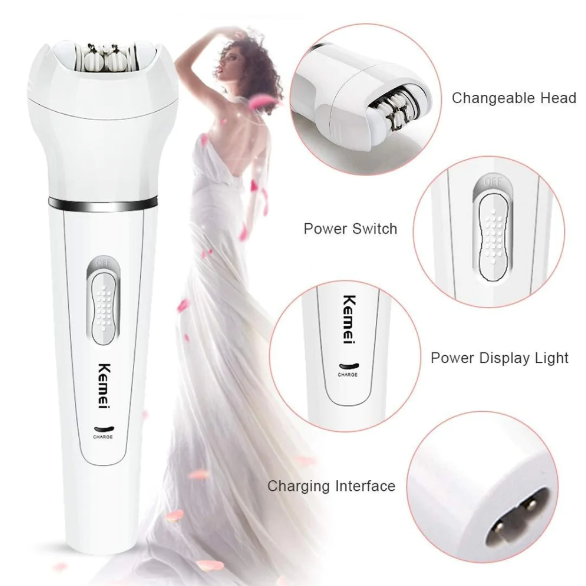 KEMEI 5 in 1 Shaver Epilator Cleansing Brush Massager And Callus Remover KM-2199