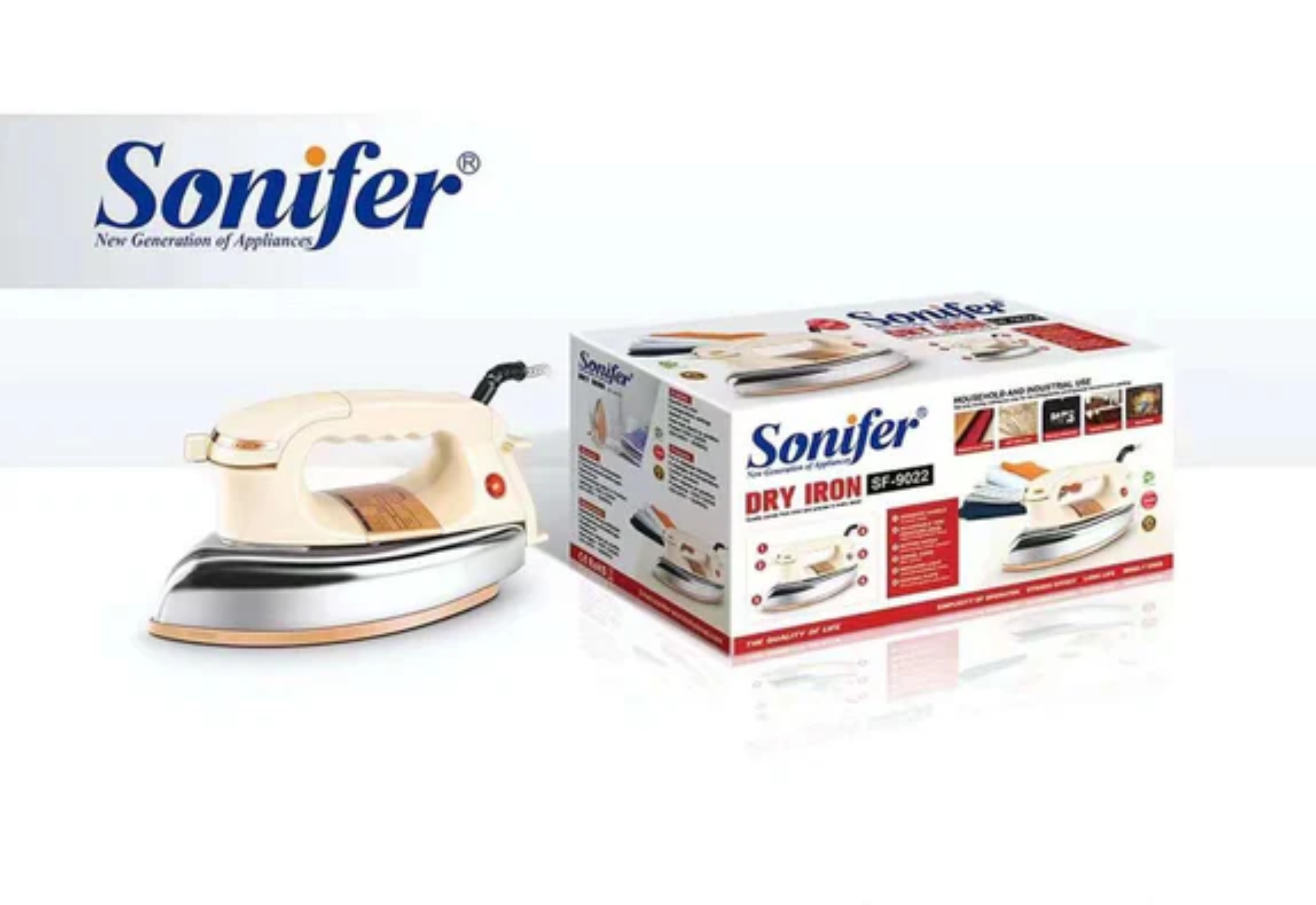 Sonifer SF-9022 Automatic 1000W Dry Iron Golden Plate