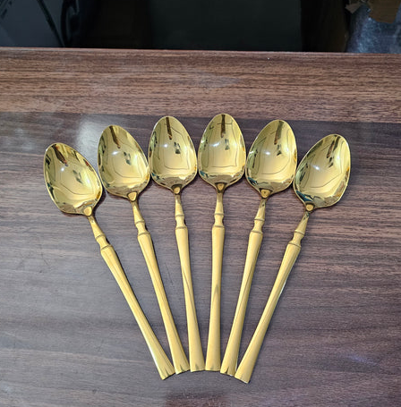 Original German Egg Shaped Gold Polish Tableware Cutlery Set - 24 Pieces