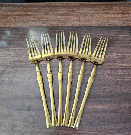 Original German Egg Shaped Gold Polish Tableware Cutlery Set - 24 Pieces