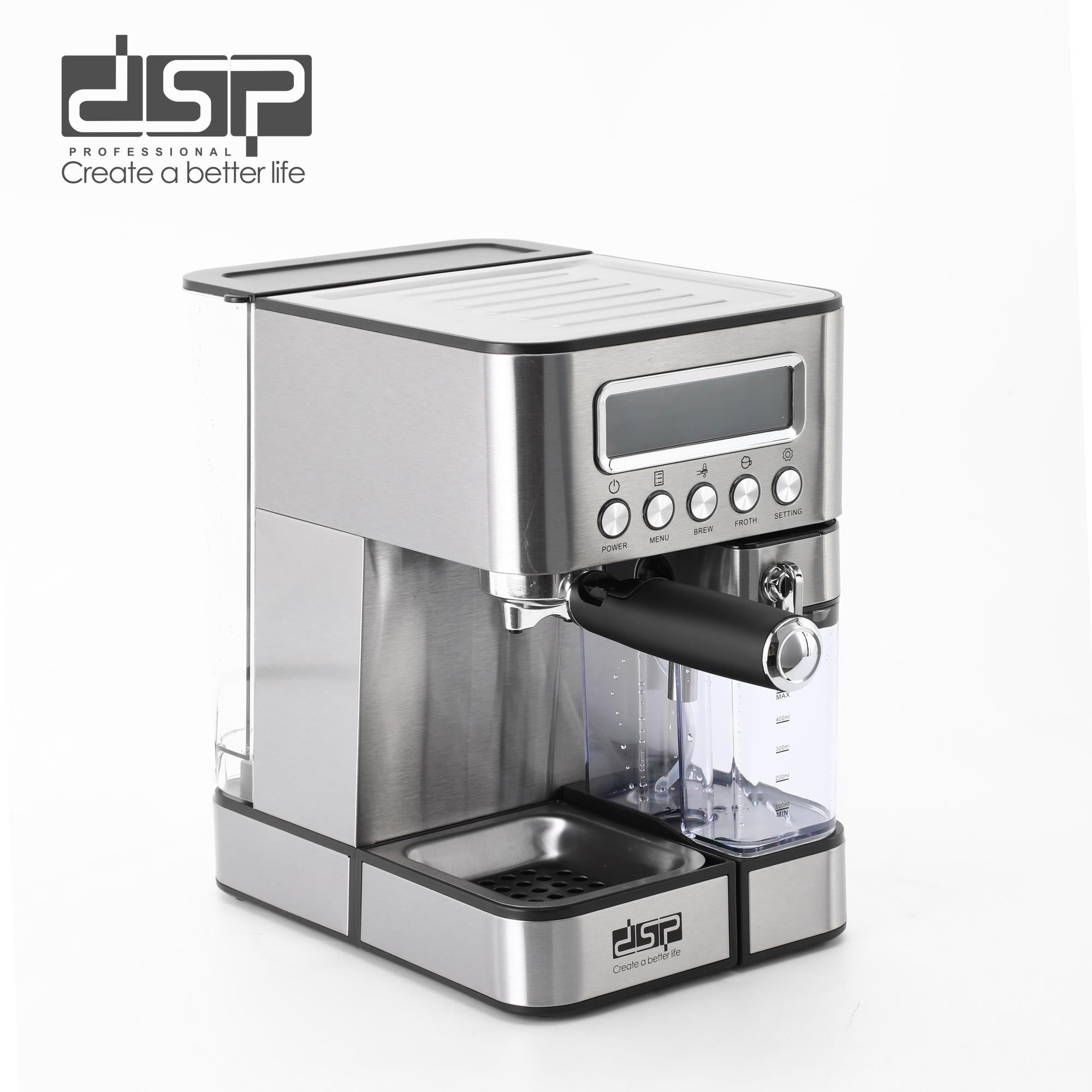 DSP KA-3141 Espresso Coffee Machine with Milk Frother Wand & 500ML Milk Tank