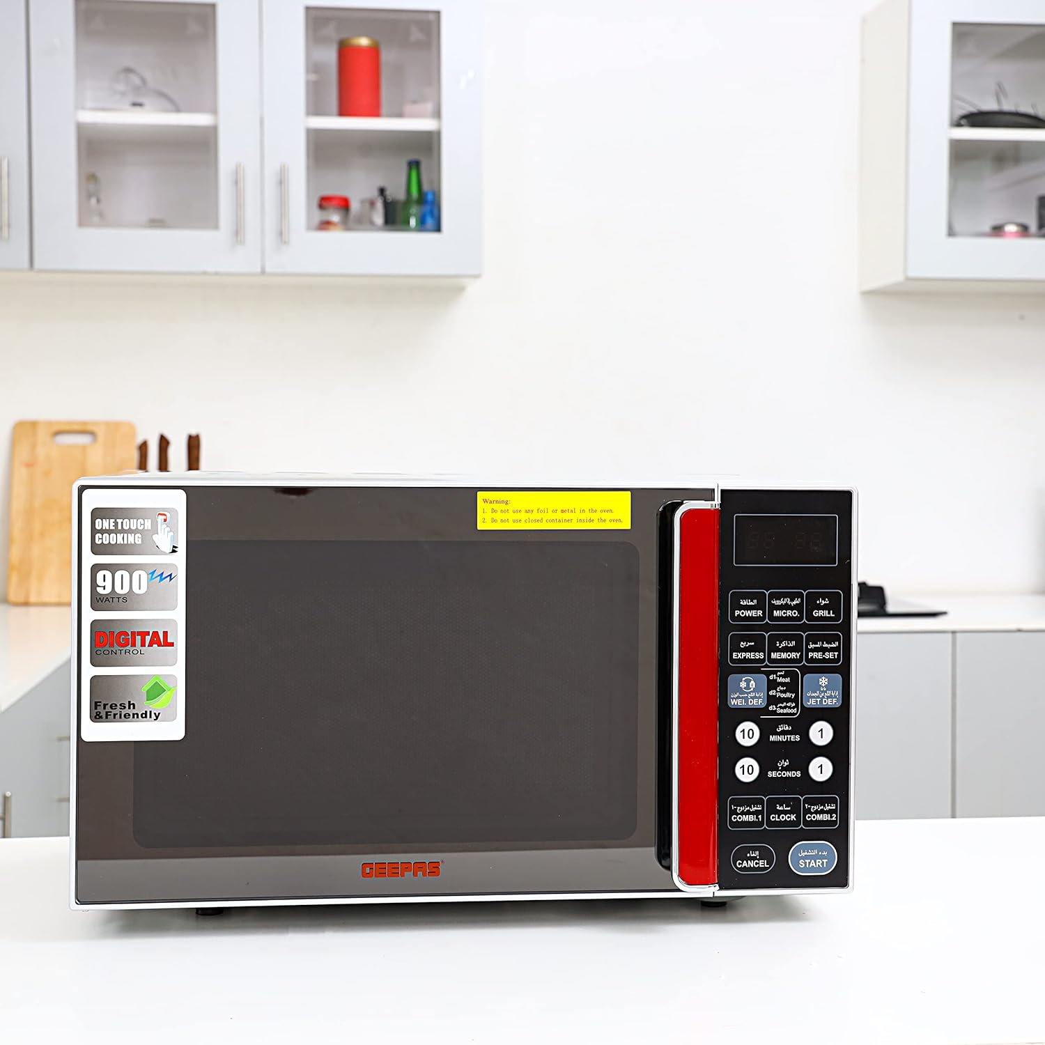 Geepas GMO1876 27L Digital Microwave Oven - 900W Microwave Oven | Reheating & Defrost Function
