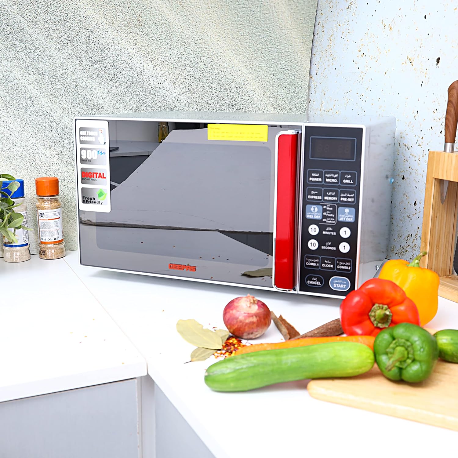 Geepas GMO1876 27L Digital Microwave Oven - 900W Microwave Oven | Reheating & Defrost Function