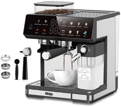 DSP KA3146 3-in-1 Espresso Coffee Machine | 20 Bar Pressure | Built-in Grinder, Milk Frother, 500ML Milk Tank | Touchscreen Control