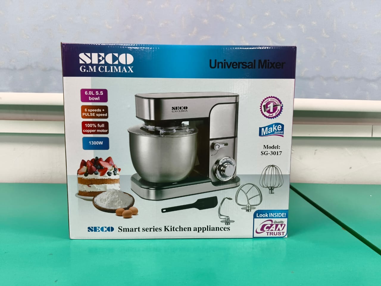 Seco 6 Liter Stand Mixer 1300W SG-3017 | Dough Maker | Kneading Machine