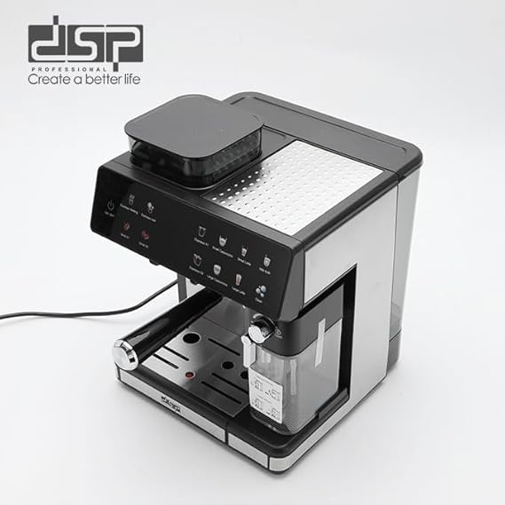 DSP KA3146 3-in-1 Espresso Coffee Machine | 20 Bar Pressure | Built-in Grinder, Milk Frother, 500ML Milk Tank | Touchscreen Control