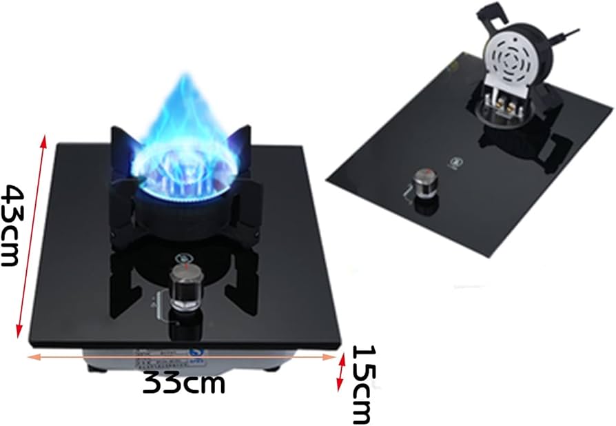 Imported Single Gas Glass Stove, Black Tempered Glass Top For Cooking, With Flameout Protection