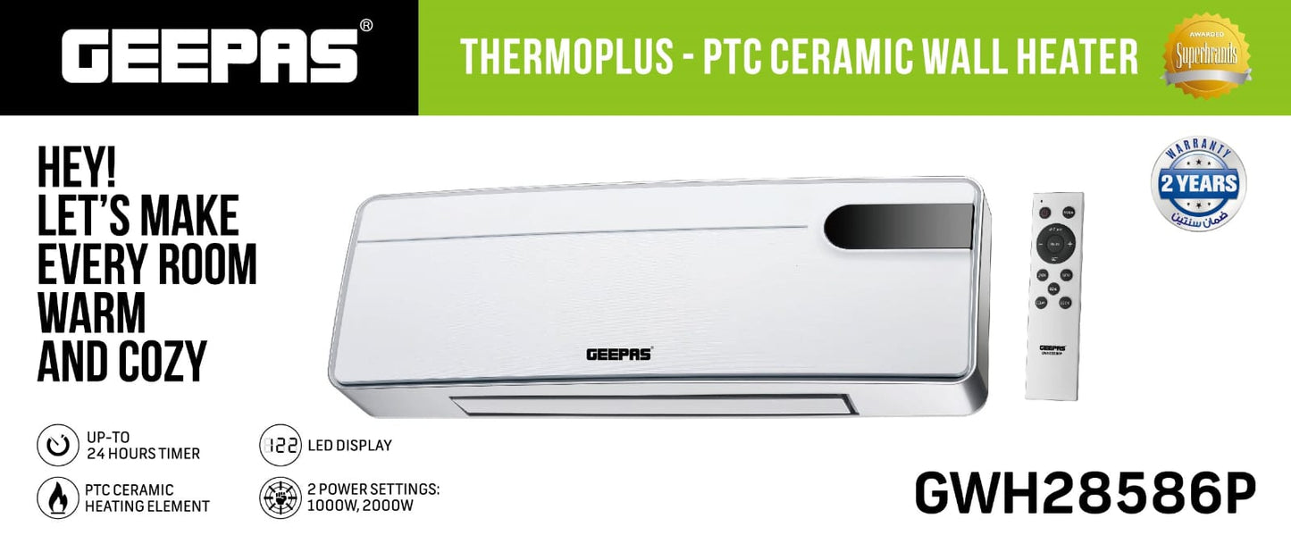 Geepas Thermoplus - PTC Ceramic Wall Heater GWH28586P