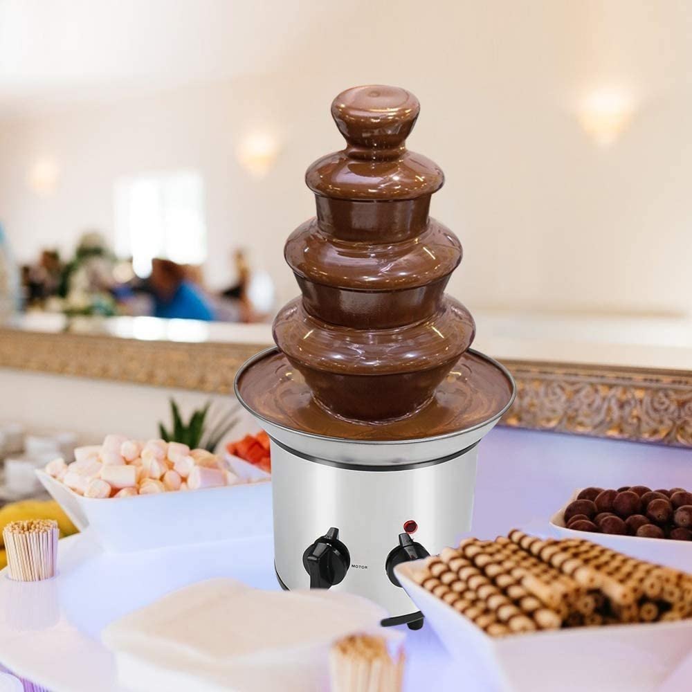 Imported 4 Tiers Stainless Steel Chocolate Fondue Fountain ,Perfect For Chocolate