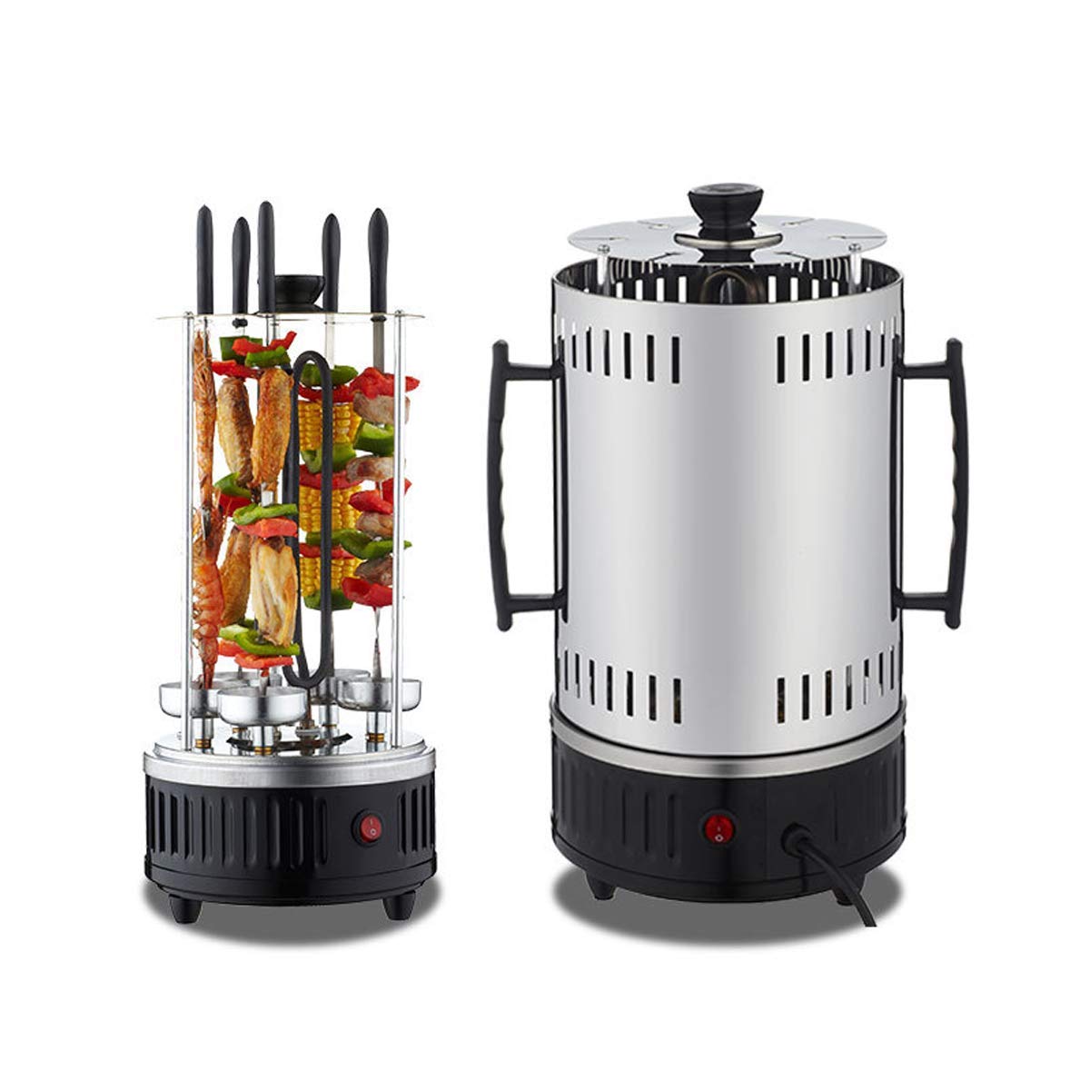 Electric Stainless Steel 6 Pole Smokeless Detachable Automatic Rotary Vertical BBQ Grill