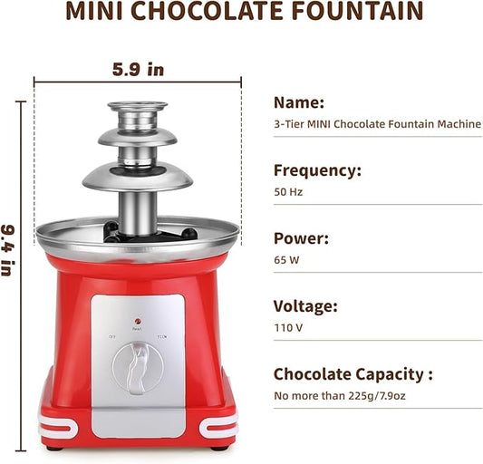 Imported Mini Chocolate Fountain, Chocolate Fondue Fountain, Mini Chocolate Melting Pot, Warmer Machine for Milk Chocolate, Cheese, Butter, Candy