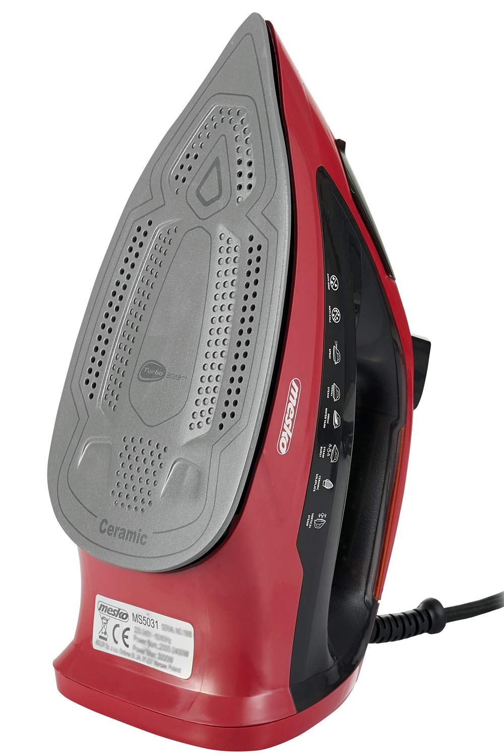 Geepas GSI24026 Ceramic Steam Iron Wet & Dry 350 ml 3100W  Red /Black