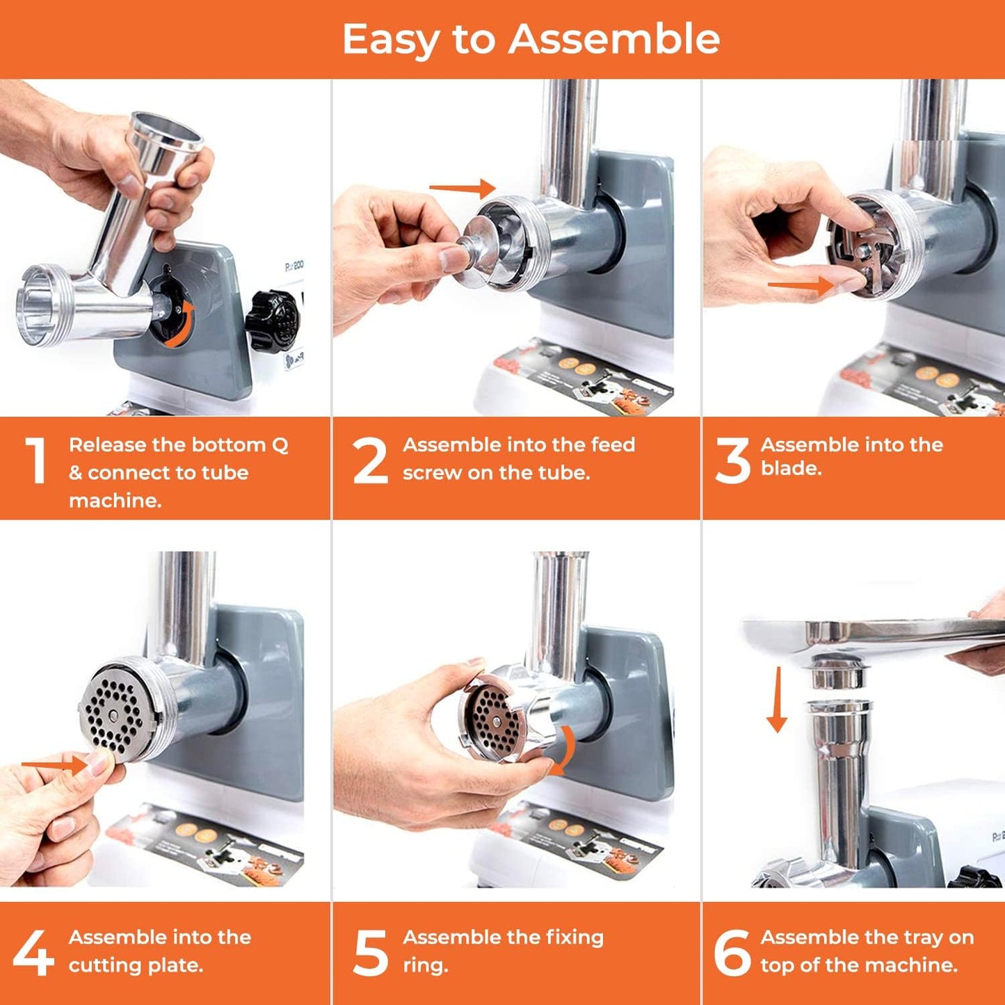 Geepas 2000W Electric Meat Grinder - Reverse Function Aluminum Gearbox Metal Gears, 2 Years Warranty GMG767