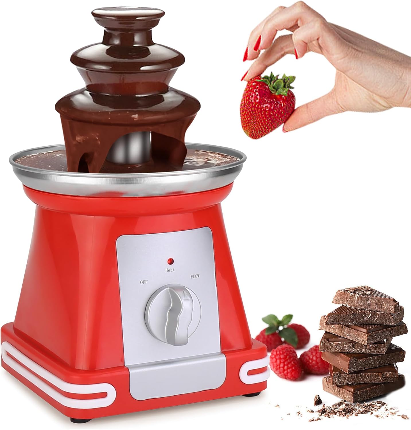 Imported Mini Chocolate Fountain, Chocolate Fondue Fountain, Mini Chocolate Melting Pot, Warmer Machine for Milk Chocolate, Cheese, Butter, Candy
