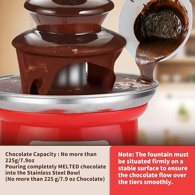 Imported Mini Chocolate Fountain, Chocolate Fondue Fountain, Mini Chocolate Melting Pot, Warmer Machine for Milk Chocolate, Cheese, Butter, Candy