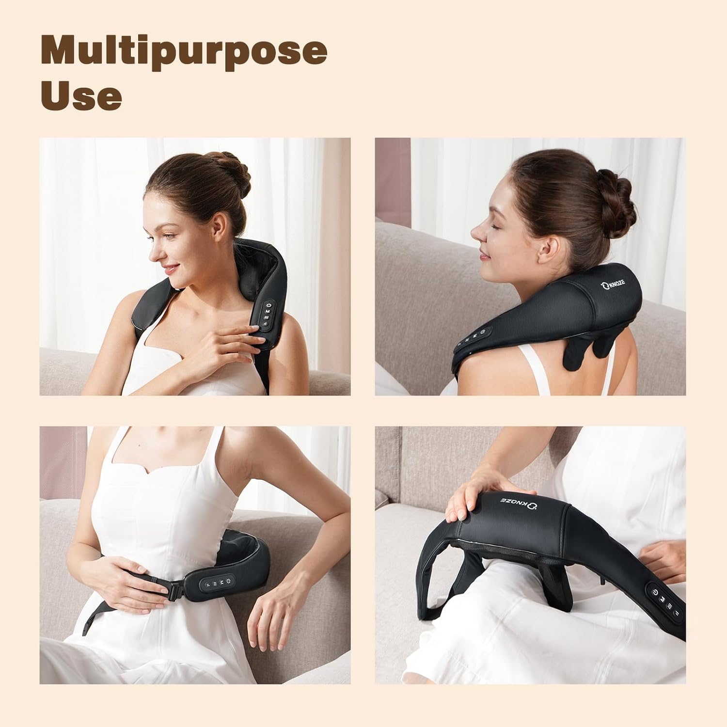 Imported Cordless Deep Tissue 4D Expert Kneading Massage, Neck and Shoulder Massage Pillow for Neck, Traps, Back and Leg Pain Relief