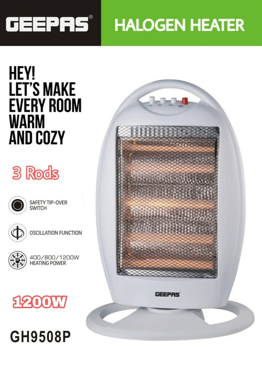 Geepas Halogen Heater 3 Rods | 1200W | GH9508P