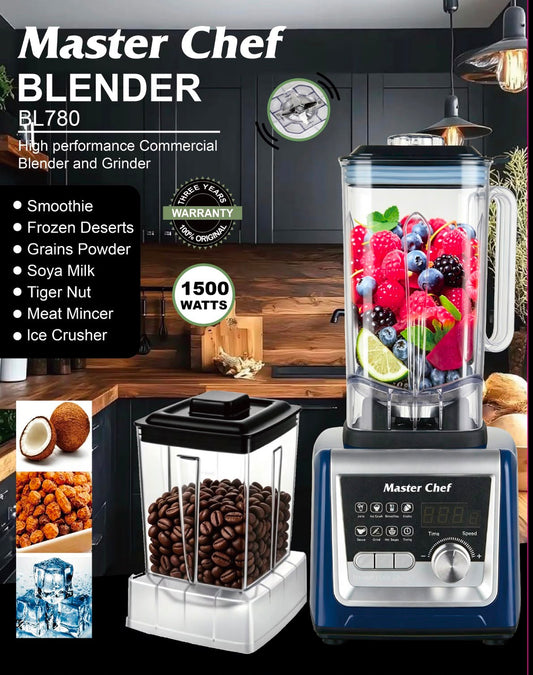 Master Chef Digital Commercial Blender & Grinder 1500W BL780 | Heavy Duty Blender Machine