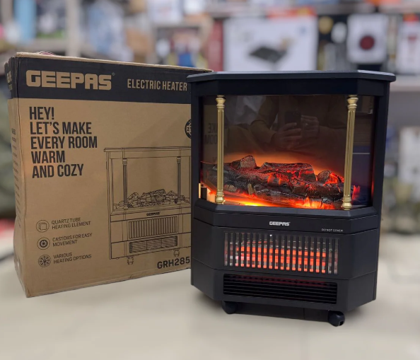 Geepas Electric Fireplace Quartz Tube Flame Heater GRH28580P