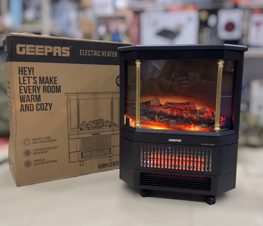 Geepas Electric Fireplace Quartz Tube Flame Heater GRH28580P