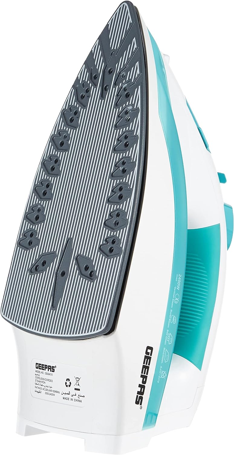 Geepas Cordless/Corded Steam Iron- GSI24015| Wet and Dry Steam Iron Box Handy Design with Powerful Burst Steam, Anti-Drip Function
