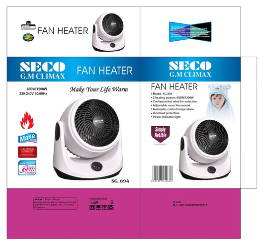 Seco Fan Heater 600W/1200W | SG.864