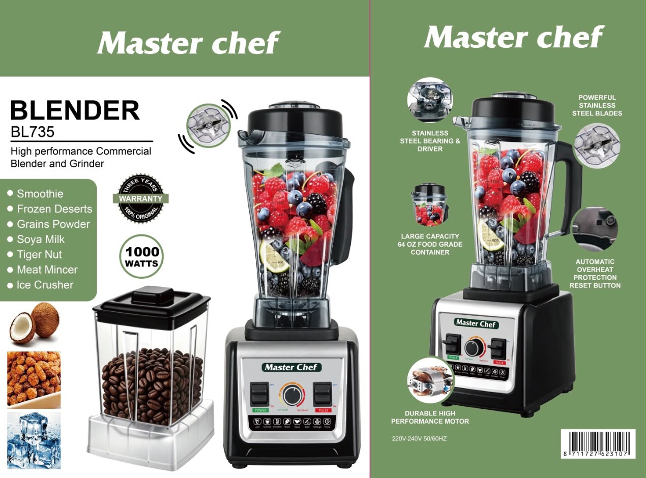 Master Chef Blender &amp; Grinder 1000W | Powerful 2-in-1 Kitchen Blender Machine BL735