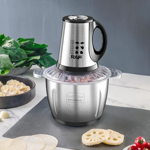 RAF Multi Functions Meat Chopper 2L Steel Bowl - 1000W | Food Processor 5 In 1 | R.7034