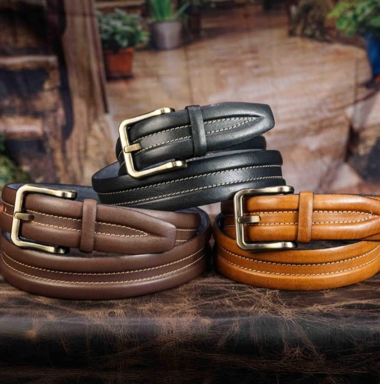 Aero Feather Edge Tan - Hand Made Men's Leather Belt
