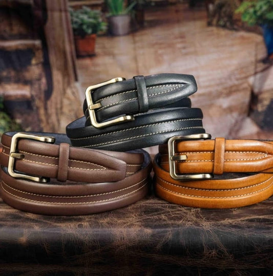 Aero Feather Edge Tan - Hand Made Men's Leather Belt