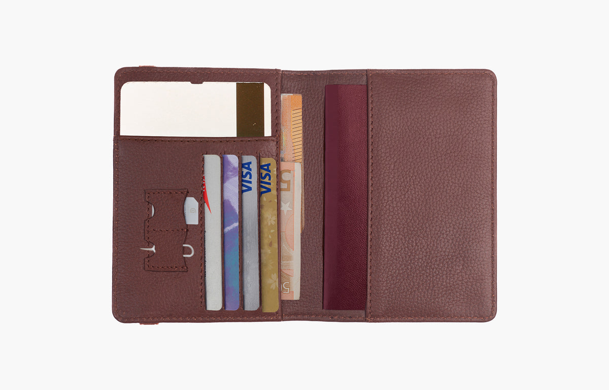 Leather Travel Passport Wallet, Credit Card Holder, Currency Separator, Organizer Wallet For Men