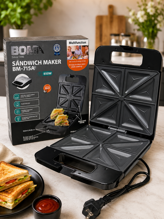 BOMA BM-715A 4 Slice Sandwich Maker | 850W Electric Sandwich Toaster