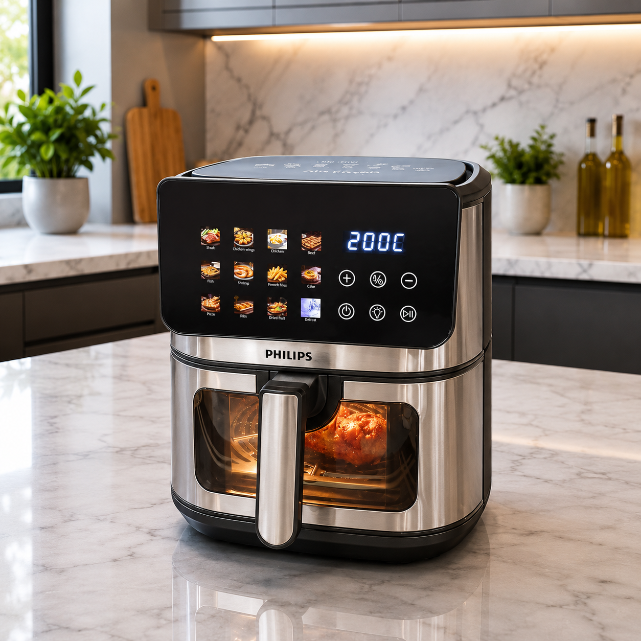 Philips Air Fryer 12L | Digital Display & Transparent Window | Large Capacity Air Fryer