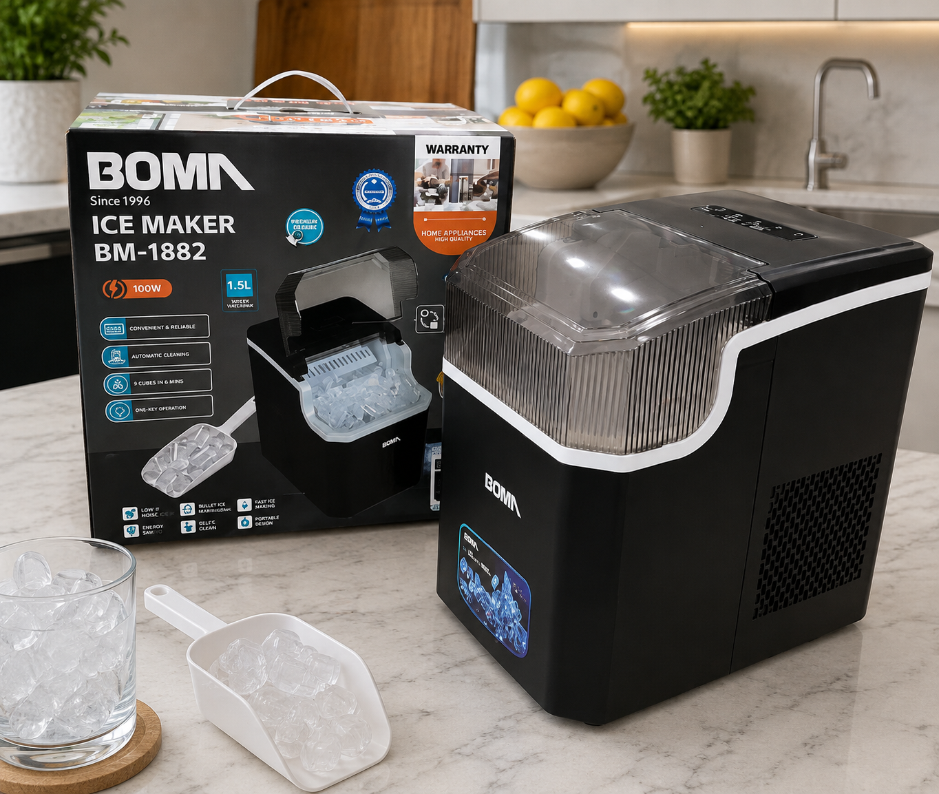 BOMA Automatic Ice Cube Maker BM-1882 | Portable Ice Maker Machine