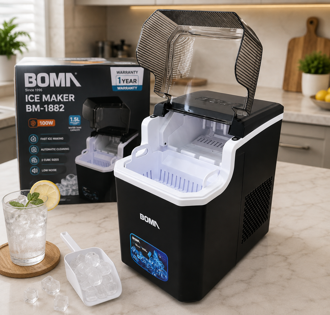 BOMA Automatic Ice Cube Maker BM-1882 | Portable Ice Maker Machine