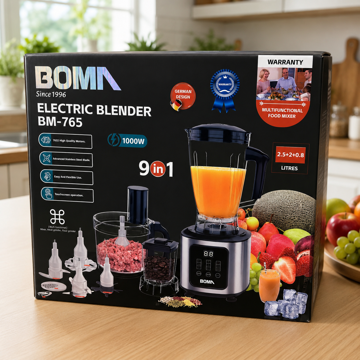 BOMA 9 In 1 Food Processor BM-765 | Blender, Chopper & Grinder